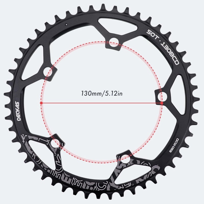 DJC Components DJC Bike Chainring 130BCD 40T to 58T Round Chainwheel Narrow Wide Tooth Lightweight for 7 8 9 10 11 12 Speed Road Bike Folding Bike - Image 2